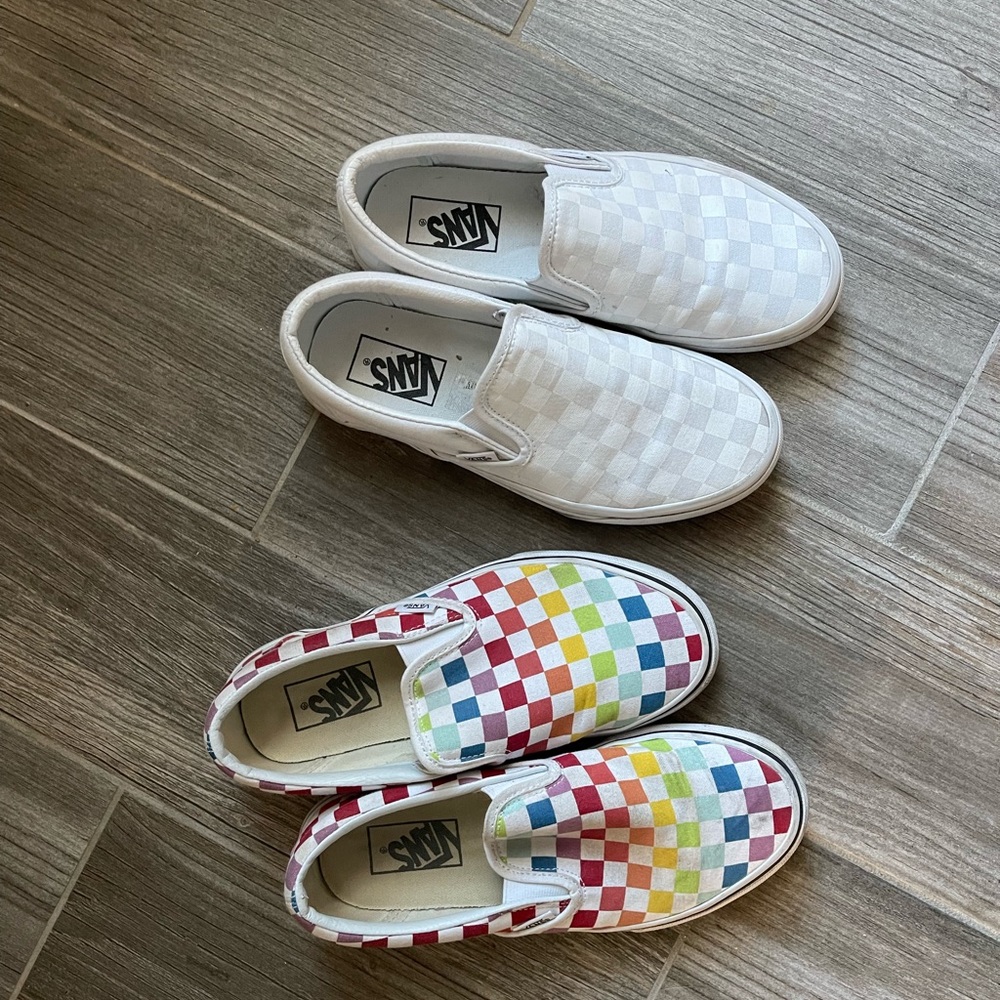 Two pairs of checkered vans!